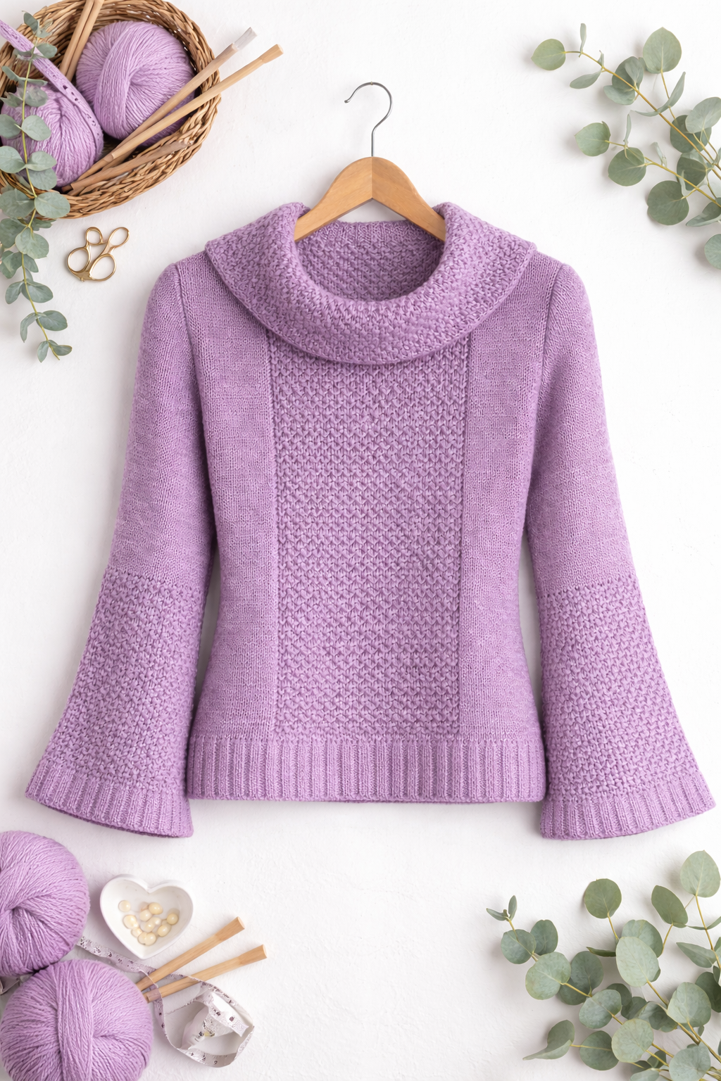 Moss Meadow sweater knitting pattern, cozy knit pullover – view 2