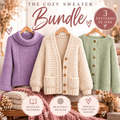 Cozy Sweater knitting pattern bundle: Everyday Cardigan, Magnolia Cardigan and Moss Meadow Sweater – Always Moo