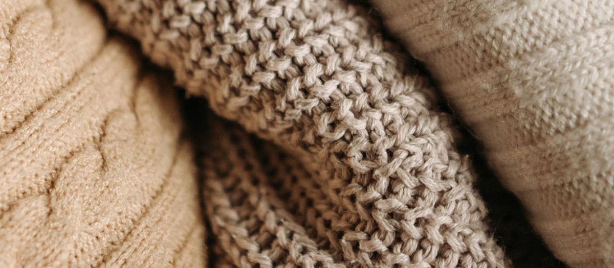 Close-up of cozy knit textures