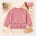 Little Meadow girls' sweater knitting pattern, part of the Always Moo baby and little girl pattern bundle