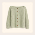 Magnolia boat neck cardigan knitting pattern, part of the Always Moo cozy sweater pattern bundle