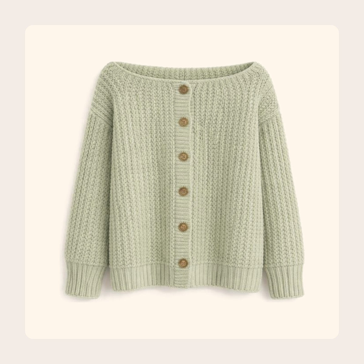 Magnolia boat neck cardigan knitting pattern, part of the Always Moo cozy sweater pattern bundle