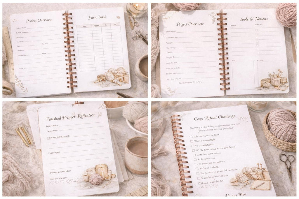 Knitting project journal and yarn stash tracker planner for knitters – view 2