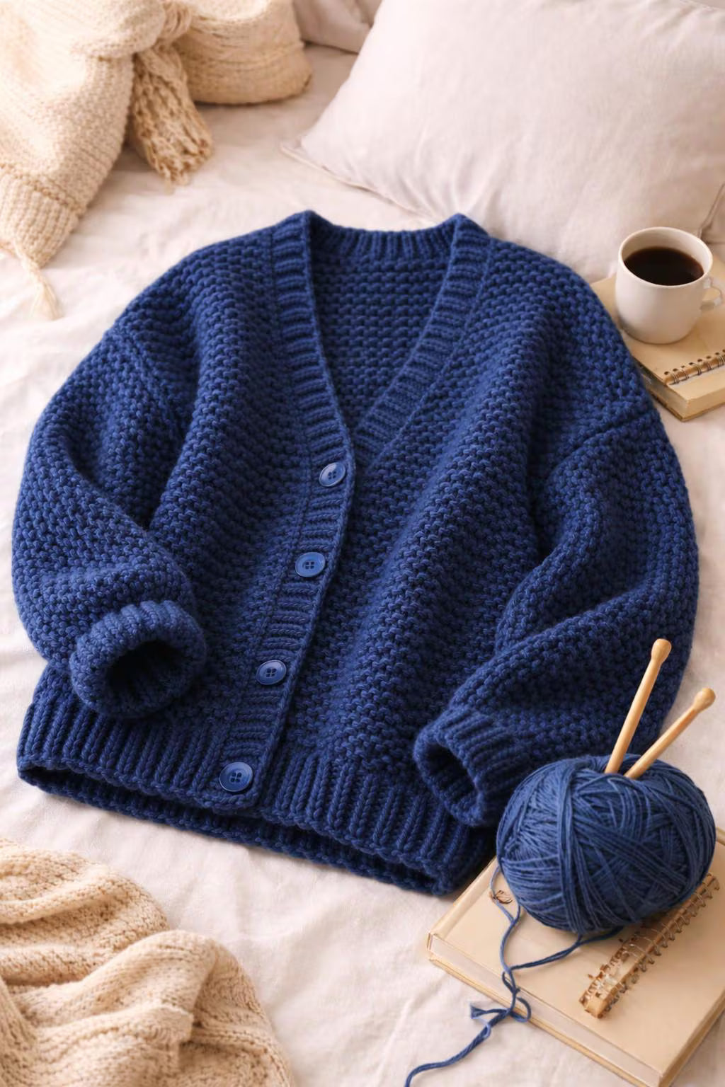 Cozy Everyday Cardigan knitting pattern, chunky oversized cardigan – view 3